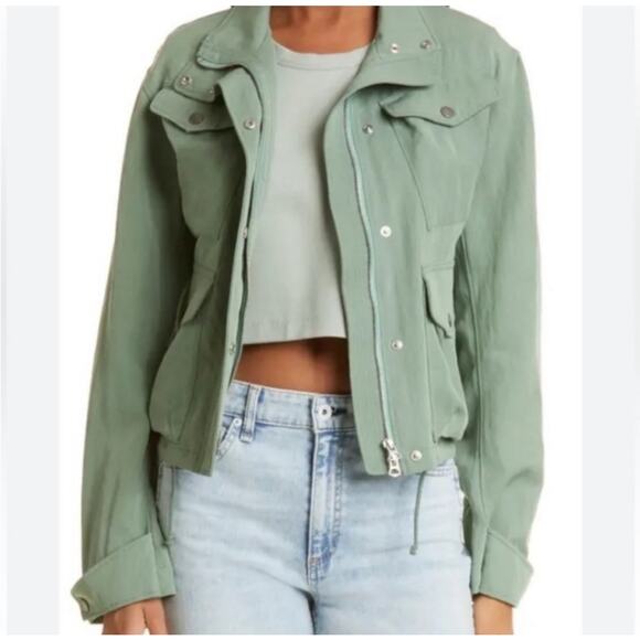 Rag & Bone Trail Crop Jacket Sage Green Tencel Size XS - Picture 2 of 9